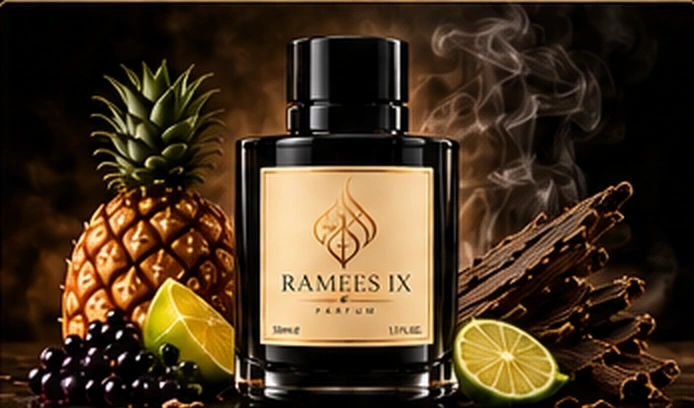 RAMEES IX Monarch perfume bottle with its original cream and gold label